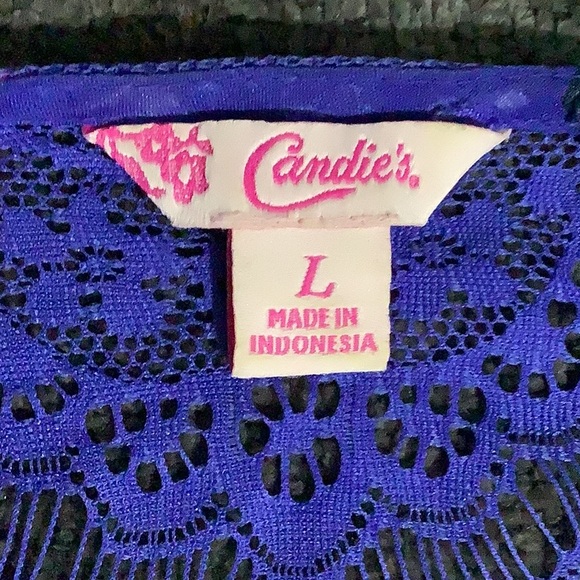 Women’s candies cardigan blue floral lace size large - Picture 5 of 6